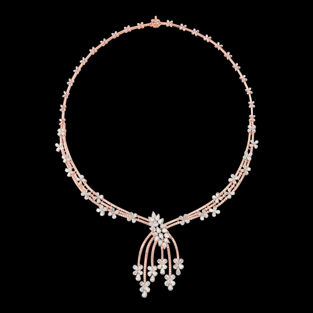18K Two Tone Gold Diamond Necklace - 11.866ct VVS-VS-GH