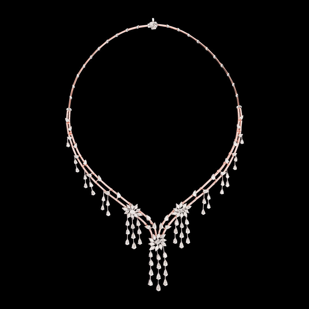 18K Two Tone Gold Diamond Necklace - 13.701ct VVS-VS-GH