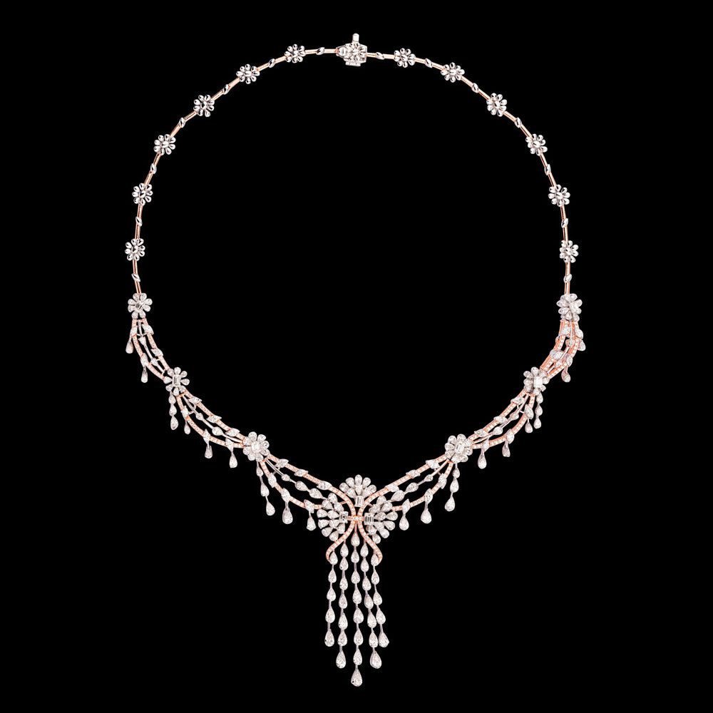 18K Two Tone Gold Diamond Necklace - 14.426ct VVS-VS-GH