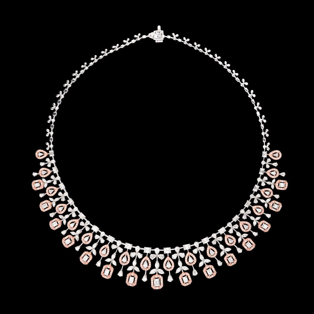 18K Two Tone Gold Diamond Necklace - 17.334ct VVS-VS-GH