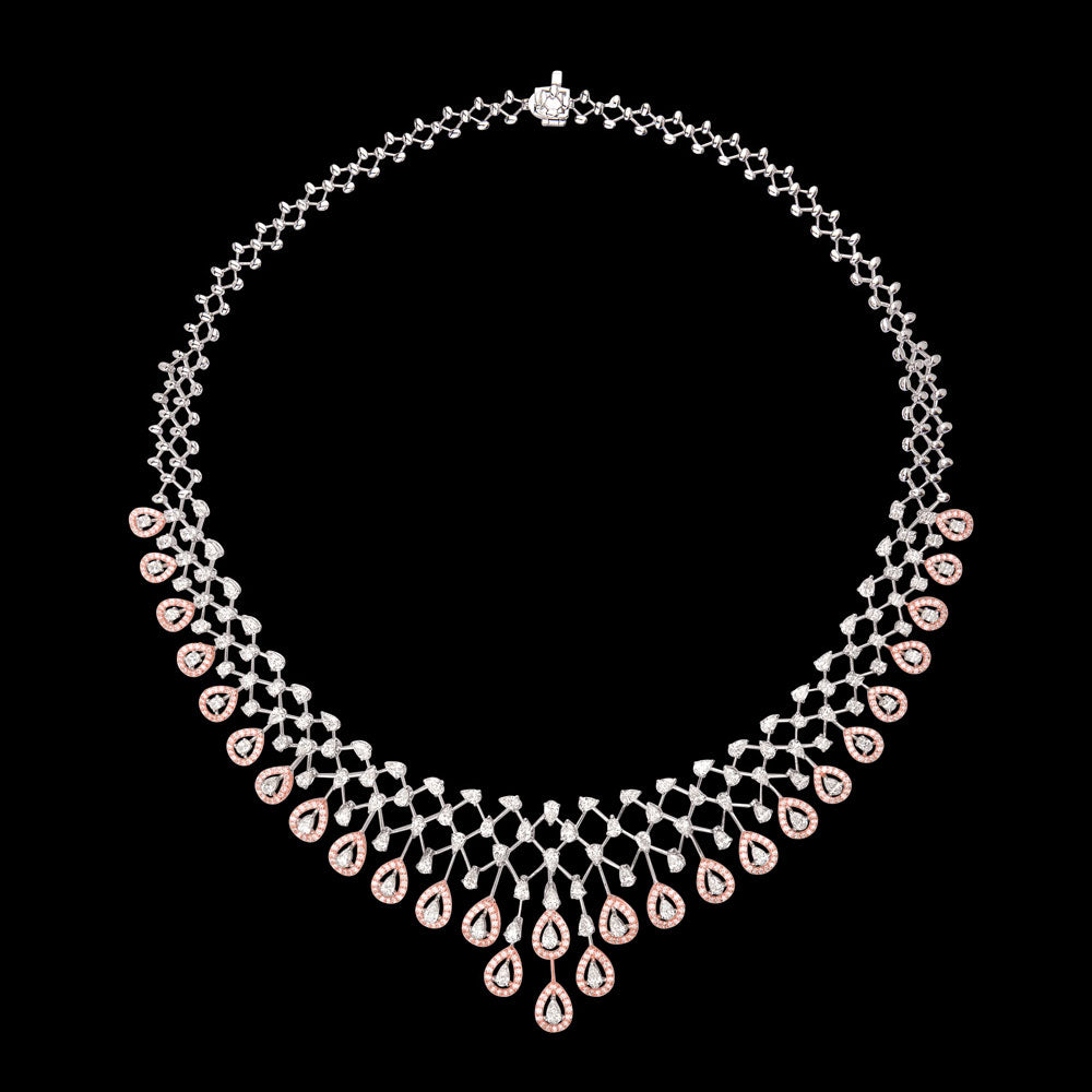 18K Two Tone Gold Diamond Necklace - 12.52ct VVS-VS-EF