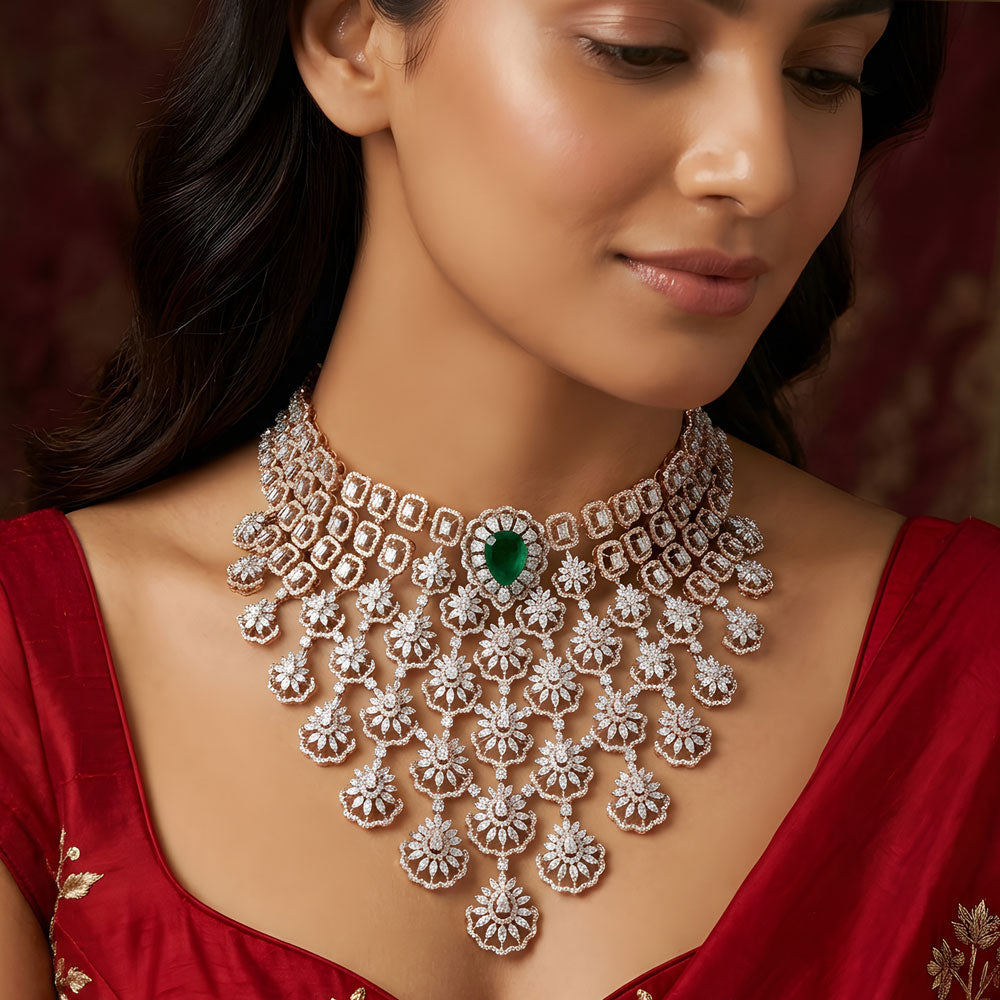 18K Two Tone Gold Diamond Necklace - 39.685ct VVS-FG with Colour Stones