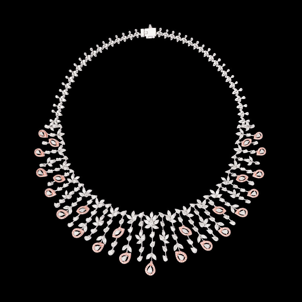 18K Two Tone Gold Diamond Necklace - 21.344ct VVS-VS-GH