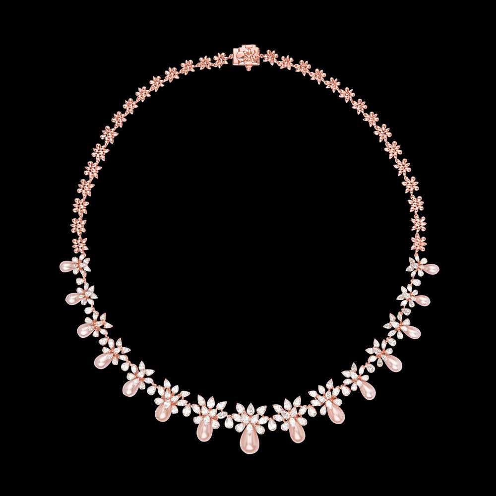 18K Two Tone Gold Diamond Necklace - 10.45ct VVS-VS-GH with Colour Stones