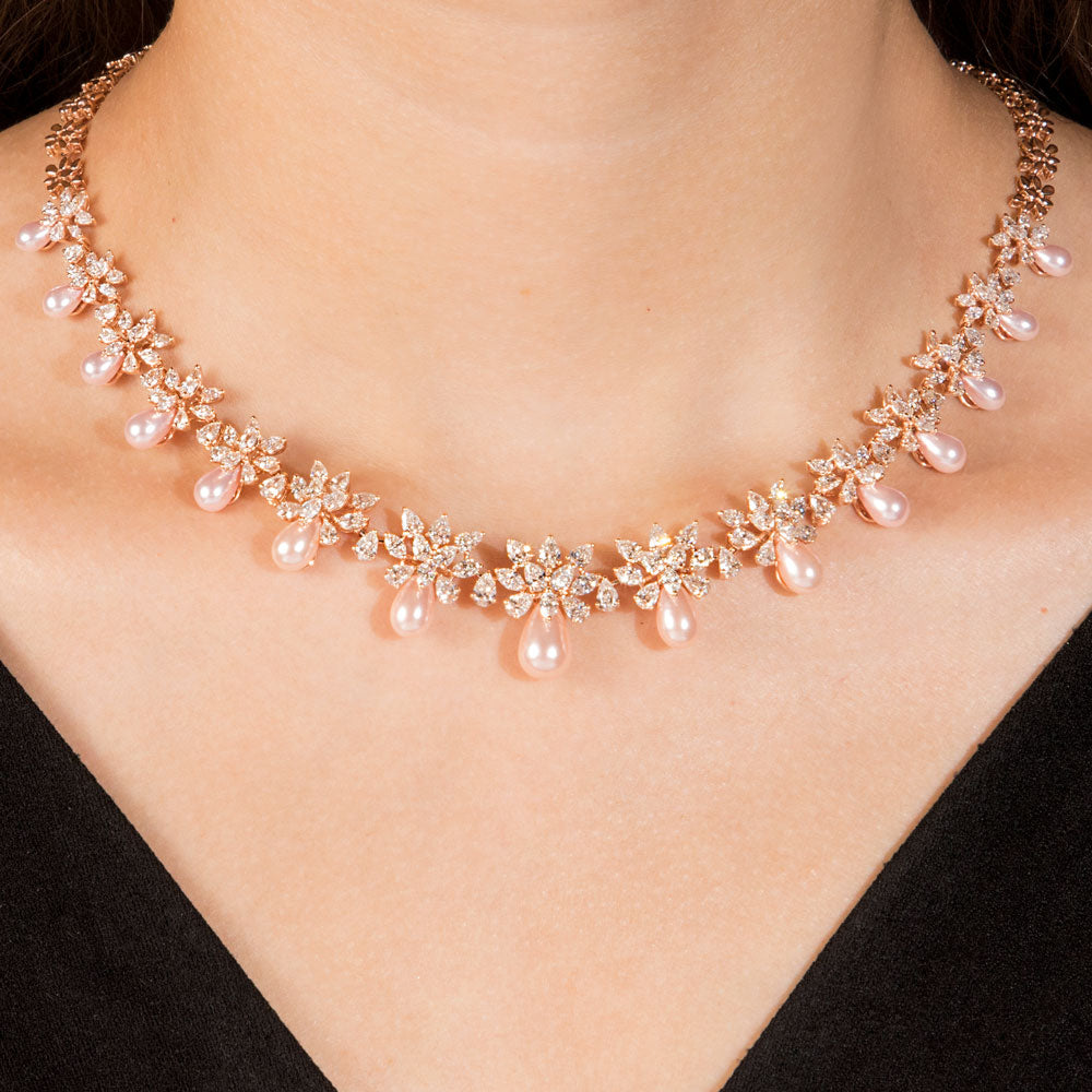 18K Two Tone Gold Diamond Necklace - 10.45ct VVS-VS-GH with Colour Stones
