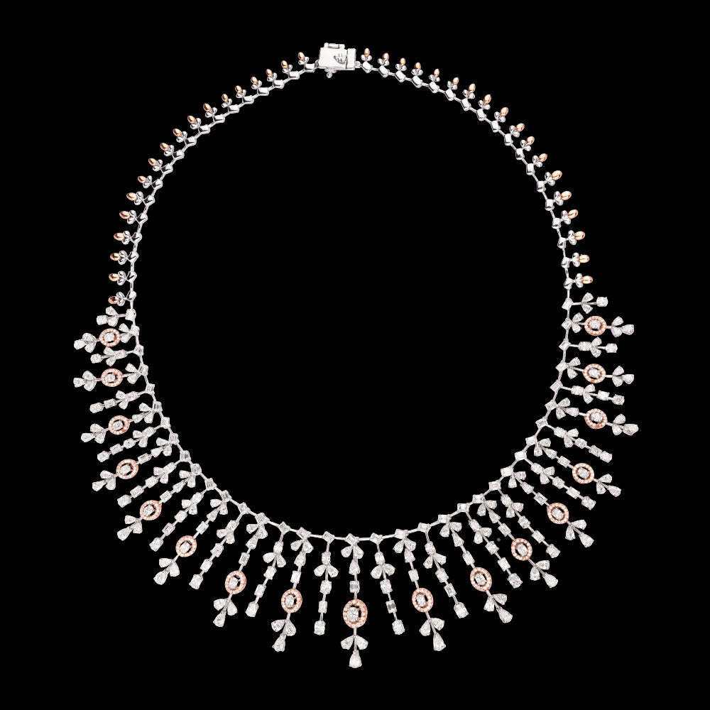 18K Two Tone Gold Diamond Necklace - 22.607ct VVS-VS-EF