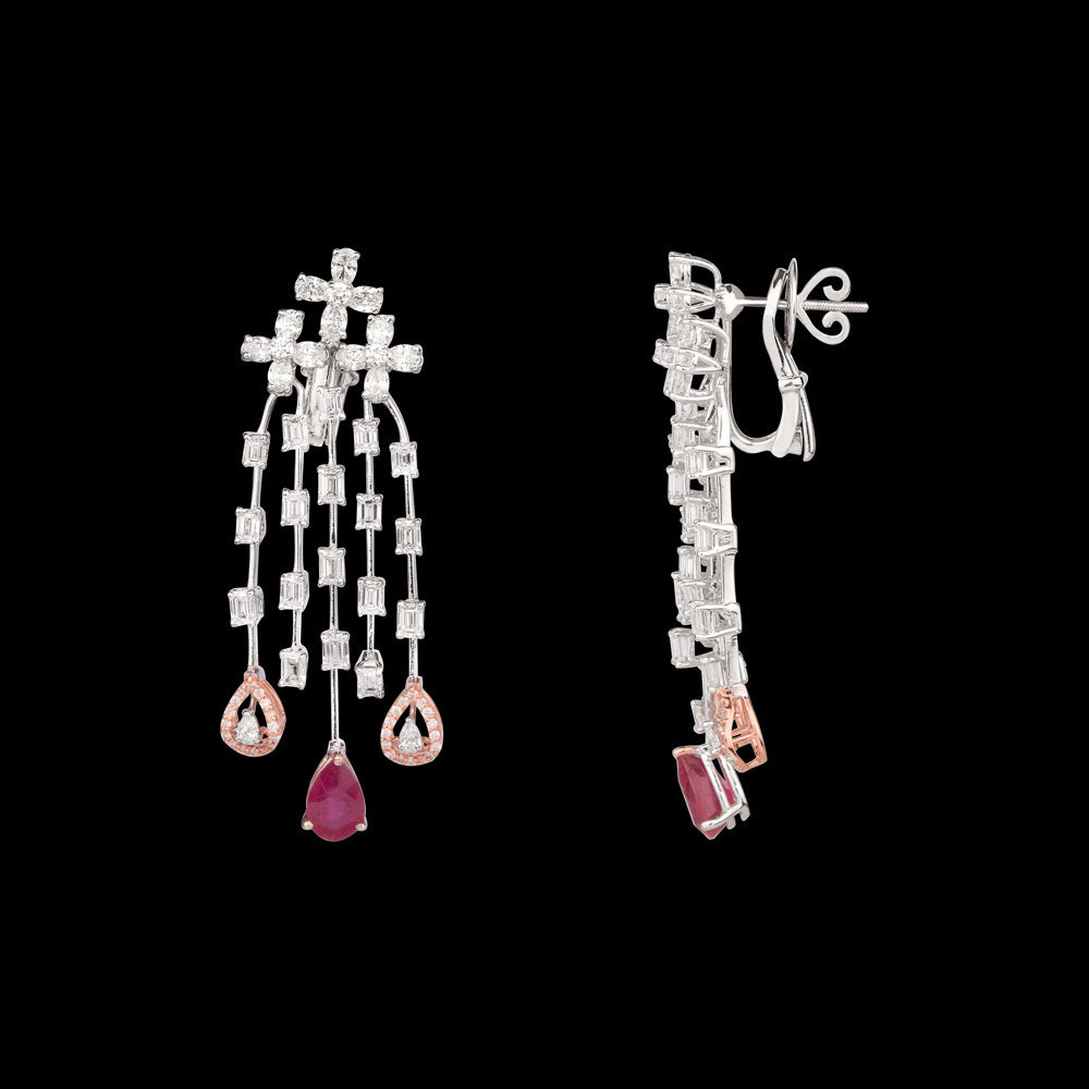 18K Two Tone Gold Diamond Jewellery - 6.212ct VVS-VS-EF with Colour Stones