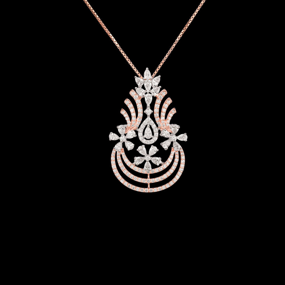 18K Two Tone Gold Diamond Pendant - 2.547ct VS-SI-EF