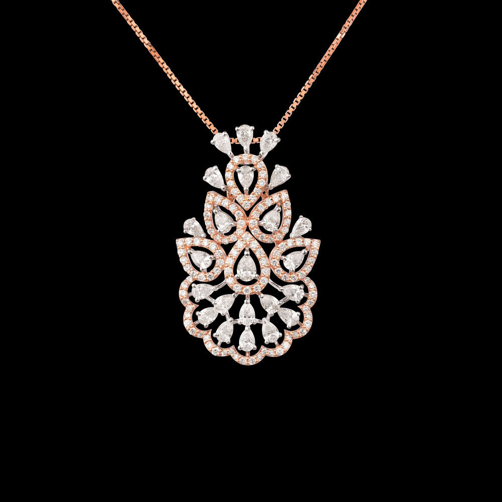 18K Two Tone Gold Diamond Pendant - 2.68ct VS-SI-FG
