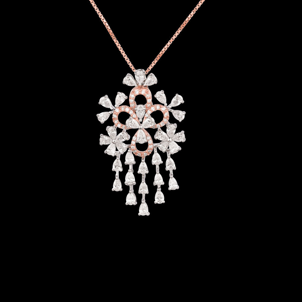 18K Two Tone Gold Diamond Pendant - 2.929ct VS-SI-EF