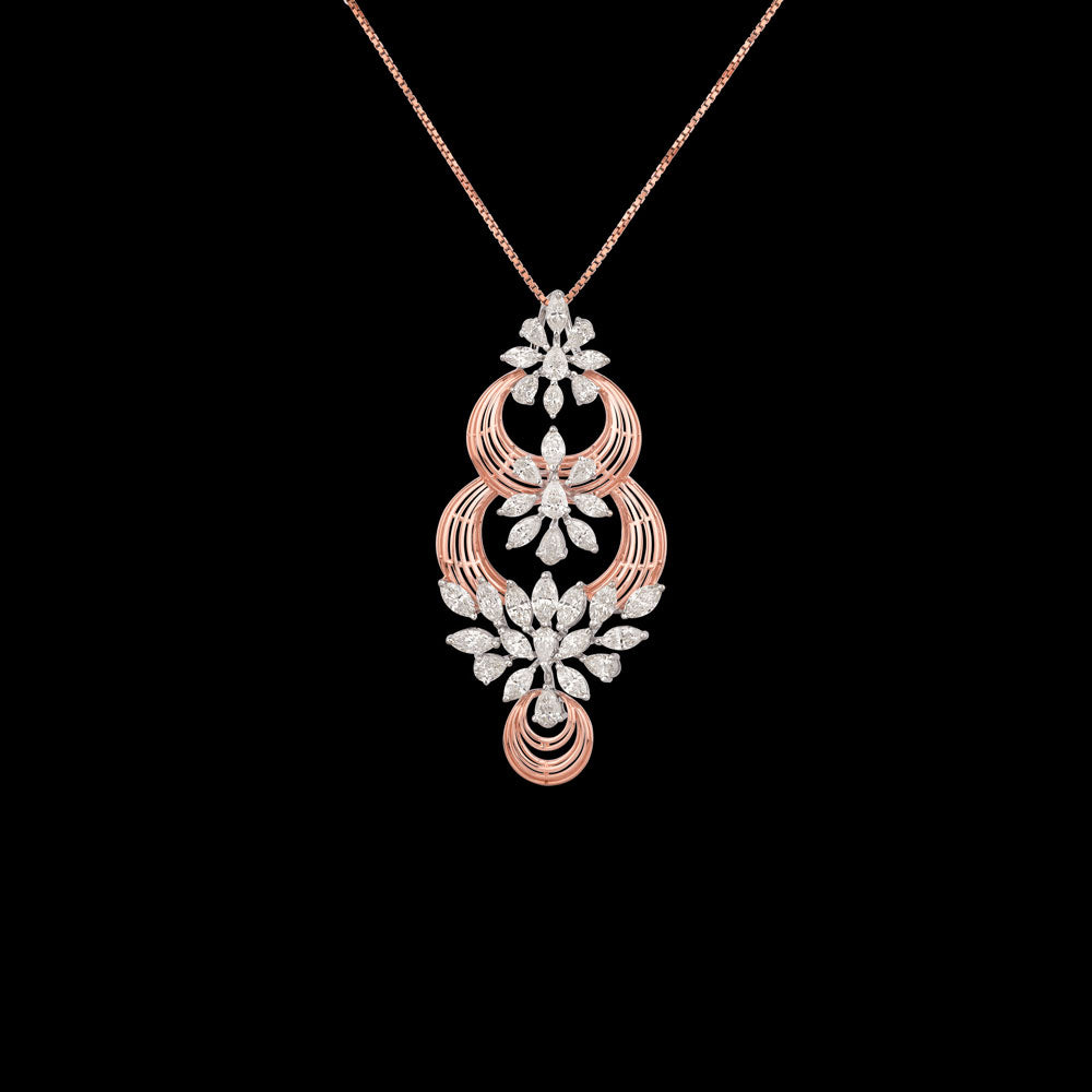 18K Two Tone Gold Diamond Pendant - 4.17ct VS-SI-GH