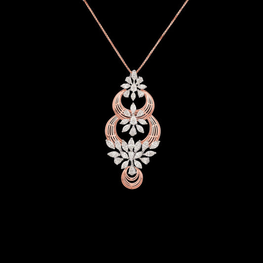 18K Two Tone Gold Diamond Pendant - 4.17ct VS-SI-GH
