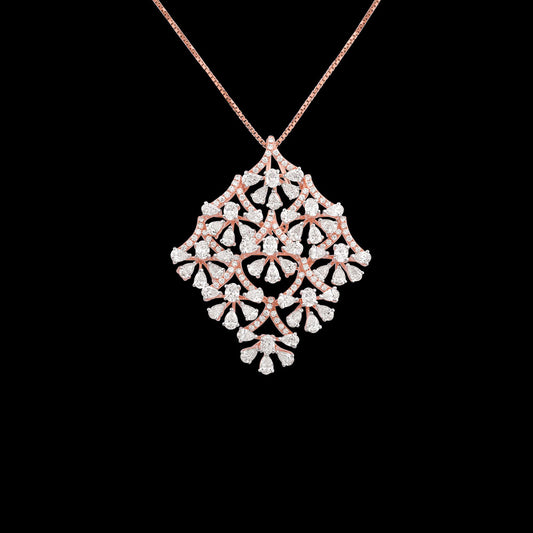 18K Two Tone Gold Diamond Pendant - 5.331ct VVS-EF