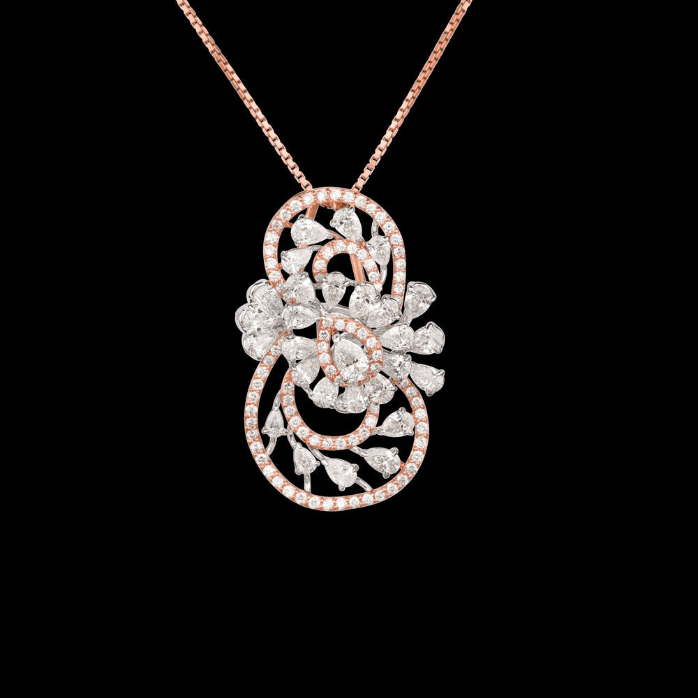 18K Two Tone Gold Diamond Pendant - 2.543ct VS-SI-FG