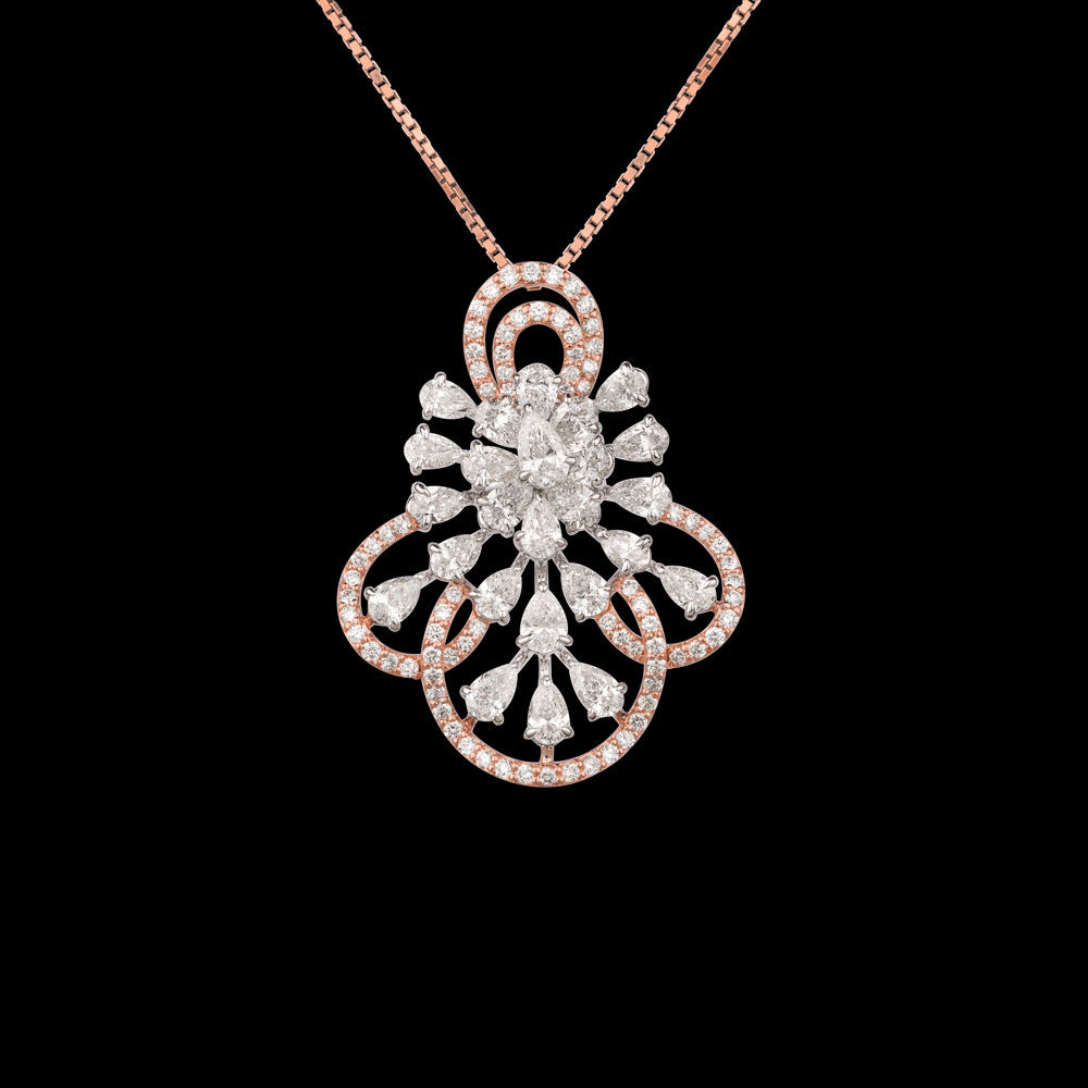 18K Two Tone Gold Diamond Pendant - 2.722ct VS-SI-FG