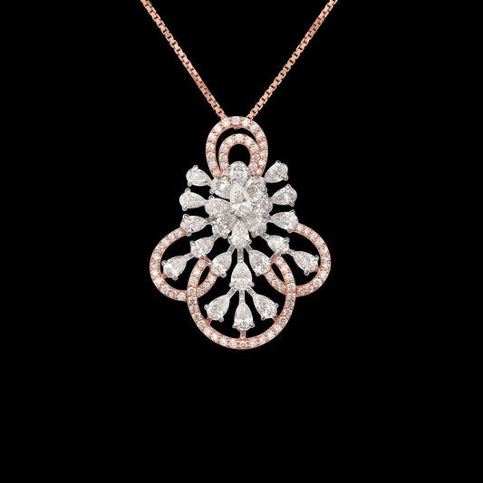 18K Two Tone Gold Diamond Pendant - 2.722ct VS-SI-FG