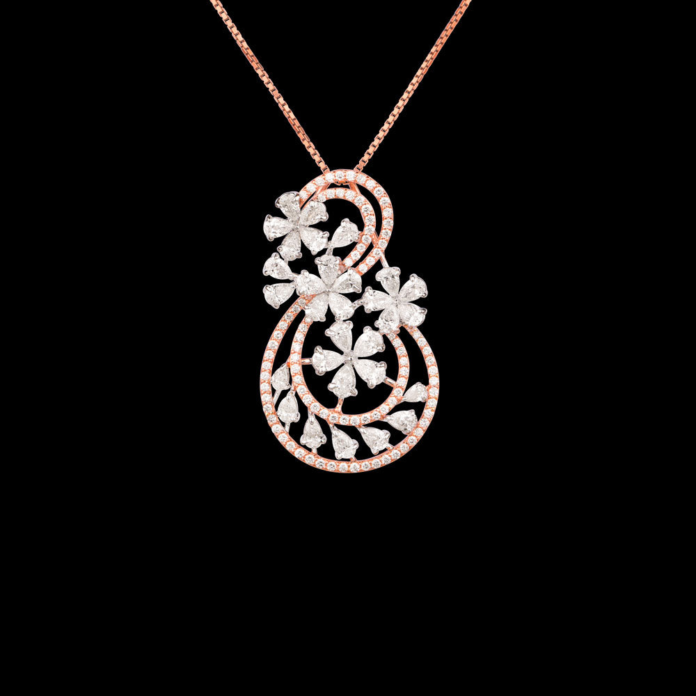18K Two Tone Gold Diamond Pendant - 2.842ct VS-SI-FG