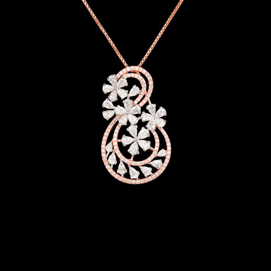 18K Two Tone Gold Diamond Pendant - 2.842ct VS-SI-FG