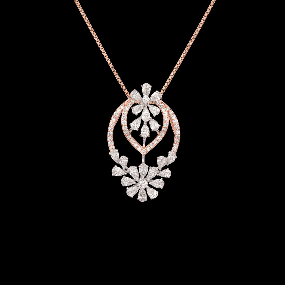 18K Two Tone Gold Diamond Pendant - 1.8ct VS-SI-EF