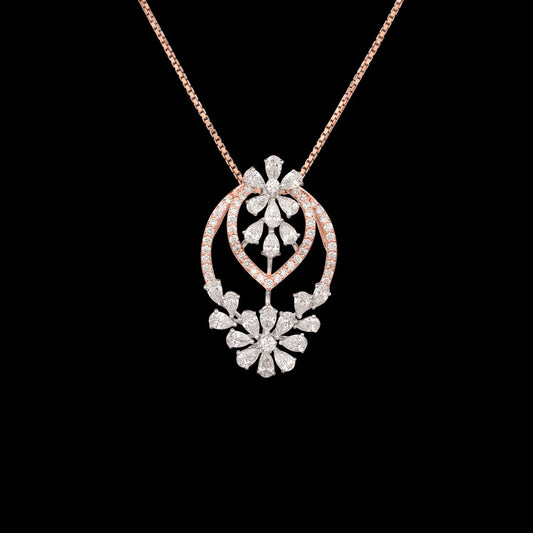 18K Two Tone Gold Diamond Pendant - 1.8ct VS-SI-EF
