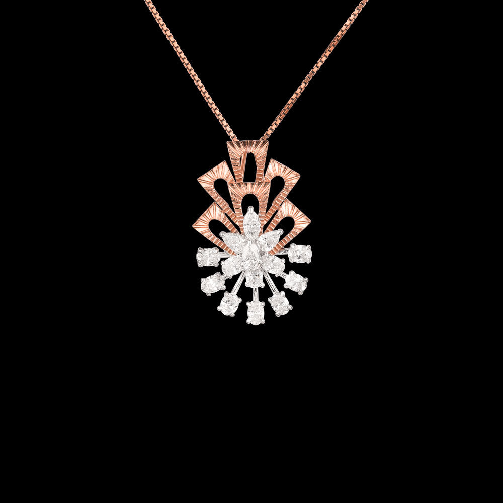 18K Two Tone Gold Diamond Pendant - 1.68ct VS-SI-EF
