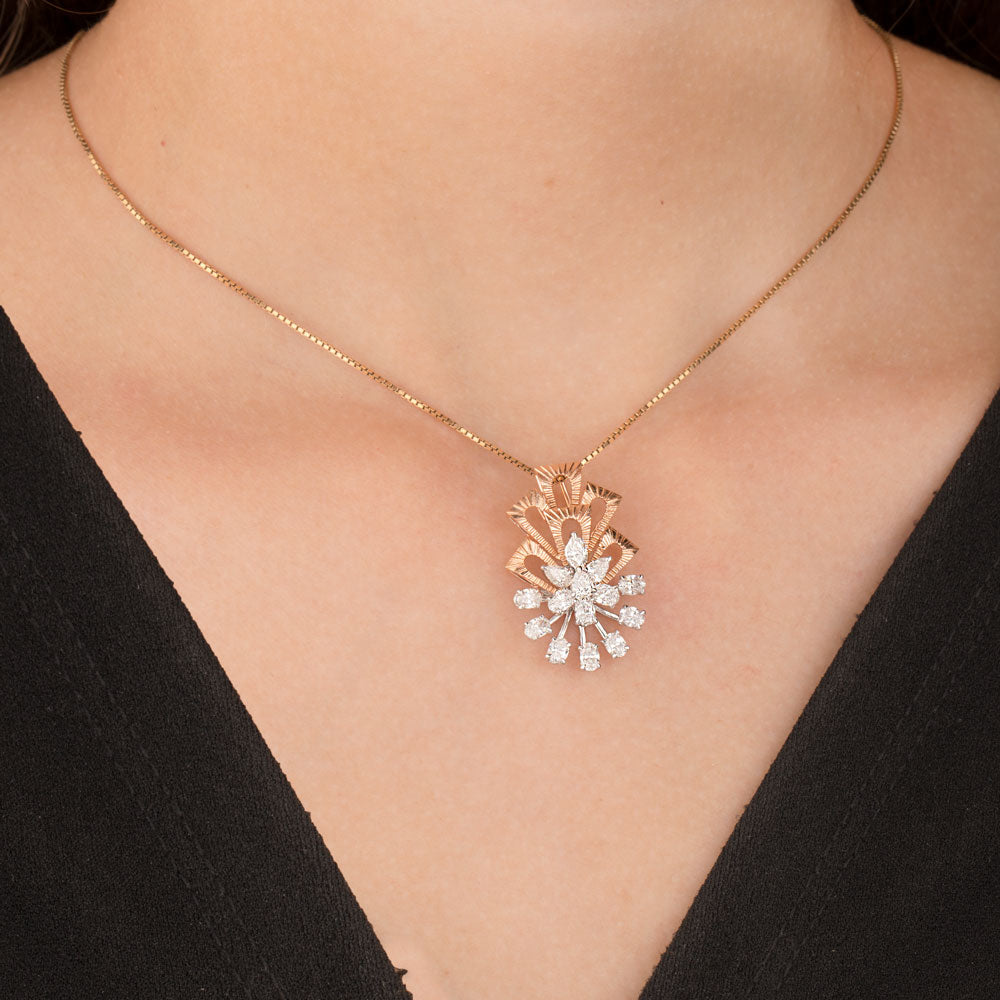 18K Two Tone Gold Diamond Pendant - 1.68ct VS-SI-EF