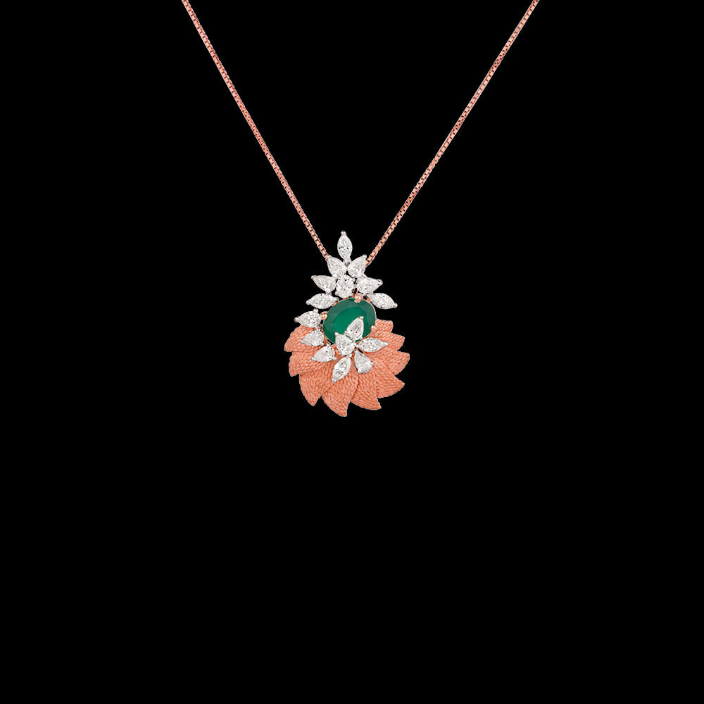 18K Two Tone Gold Diamond Pendant - 2.23ct VS-SI-EF with Colour Stones