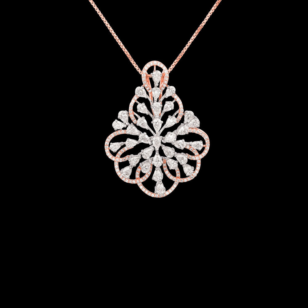 18K Two Tone Gold Diamond Pendant - 3.038ct VS-SI-EF