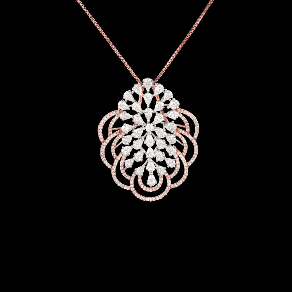 18K Two Tone Gold Diamond Pendant - 3.209ct VS-SI-EF