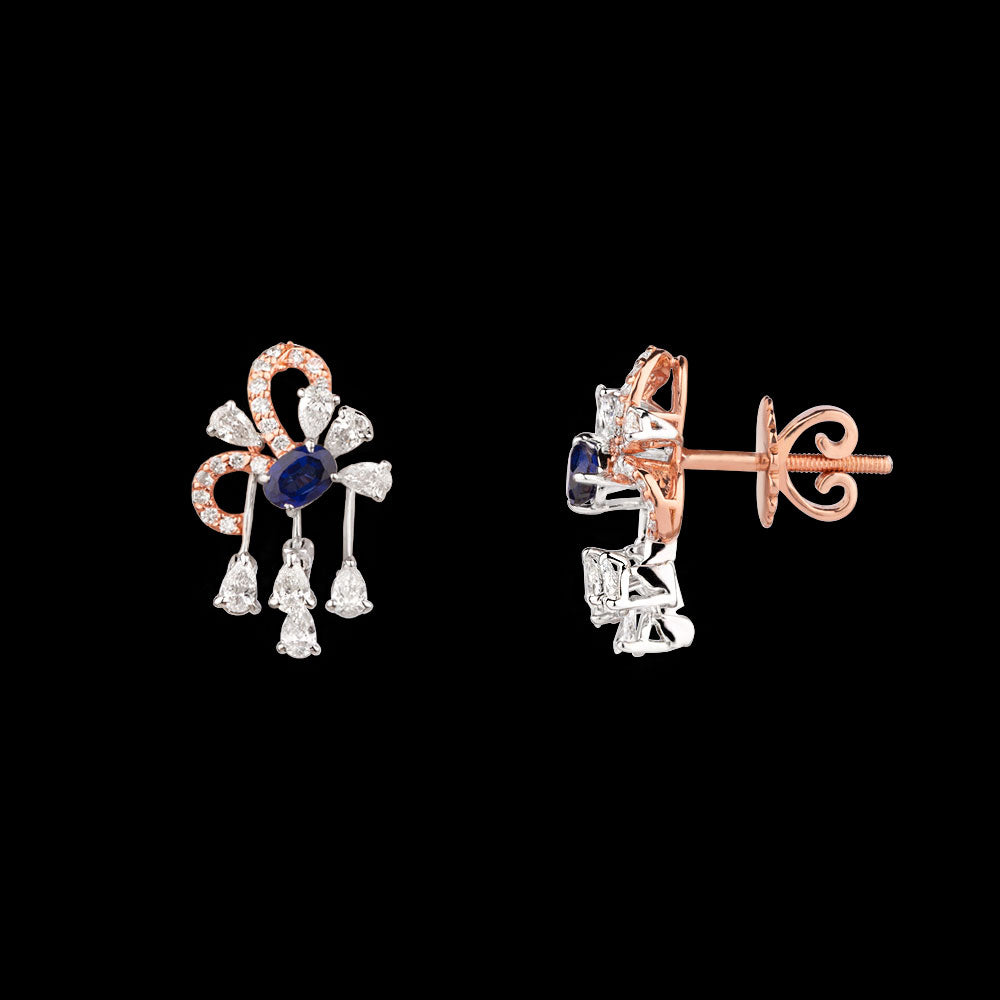 18K Two Tone Gold Diamond Pendant - 1.01ct VS-SI-EF with Colour Stones