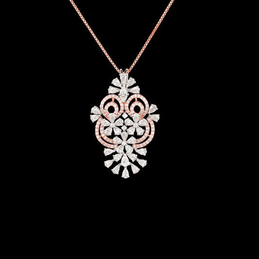 18K Two Tone Gold Diamond Pendant - 3.504ct VS-SI-FG