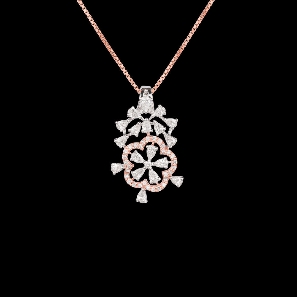 18K Two Tone Gold Diamond Pendant - 1.064ct VS-SI-EF