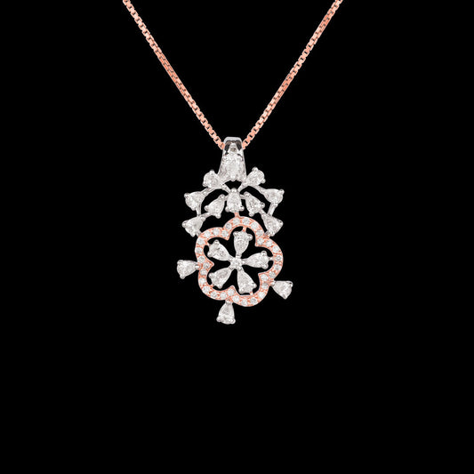 18K Two Tone Gold Diamond Pendant - 1.064ct VS-SI-EF