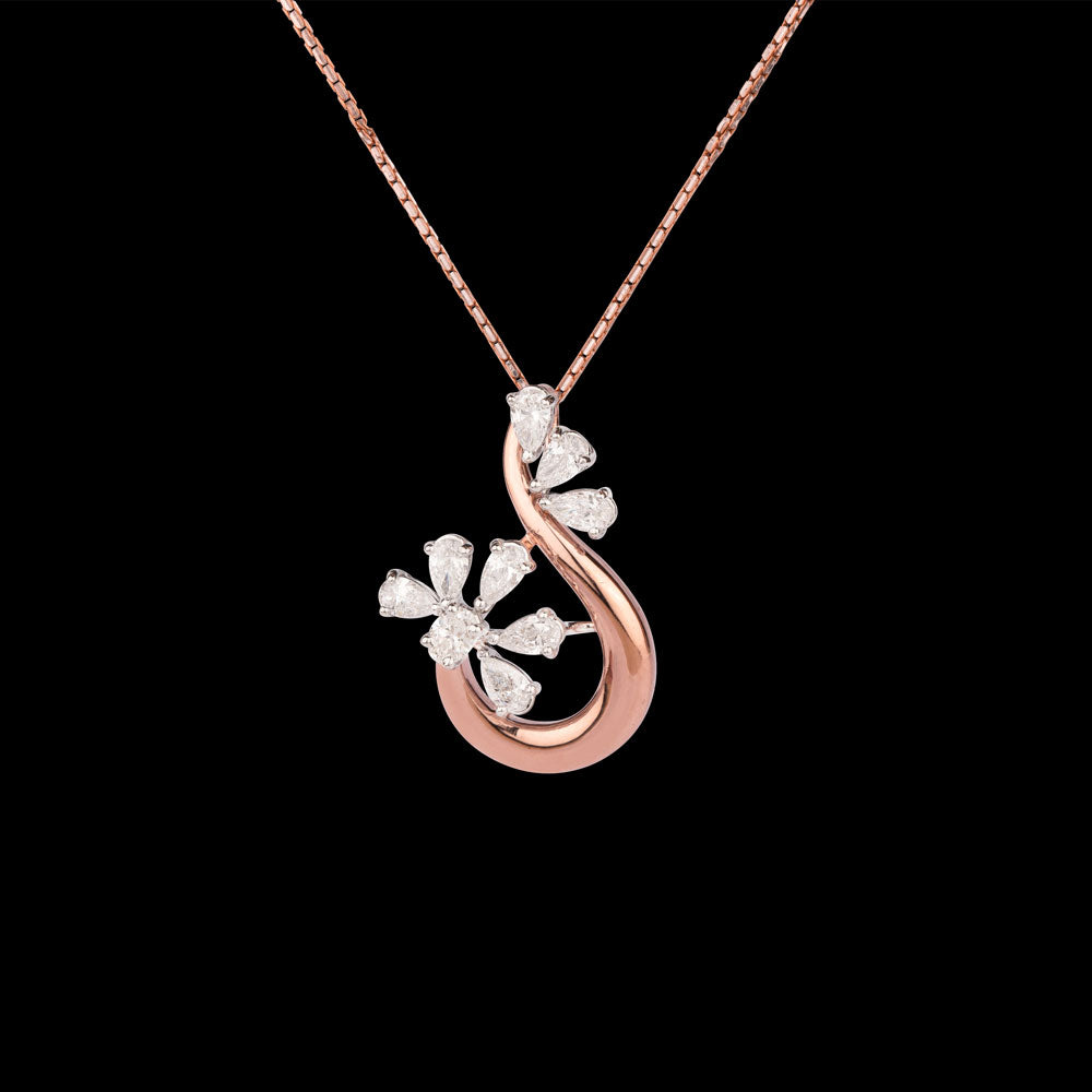 18K Two Tone Gold Diamond Pendant - 0.74ct VS-SI-EF