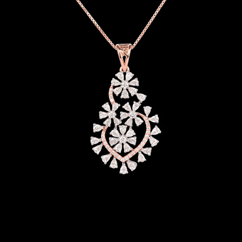 18K Two Tone Gold Diamond Pendant - 2.704ct VVS-VS-FG