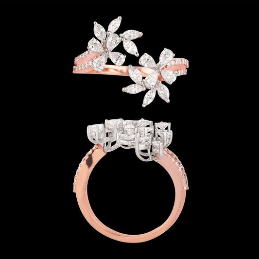 18K Two Tone Gold Diamond Ring - 0.943ct VVS-VS-EF