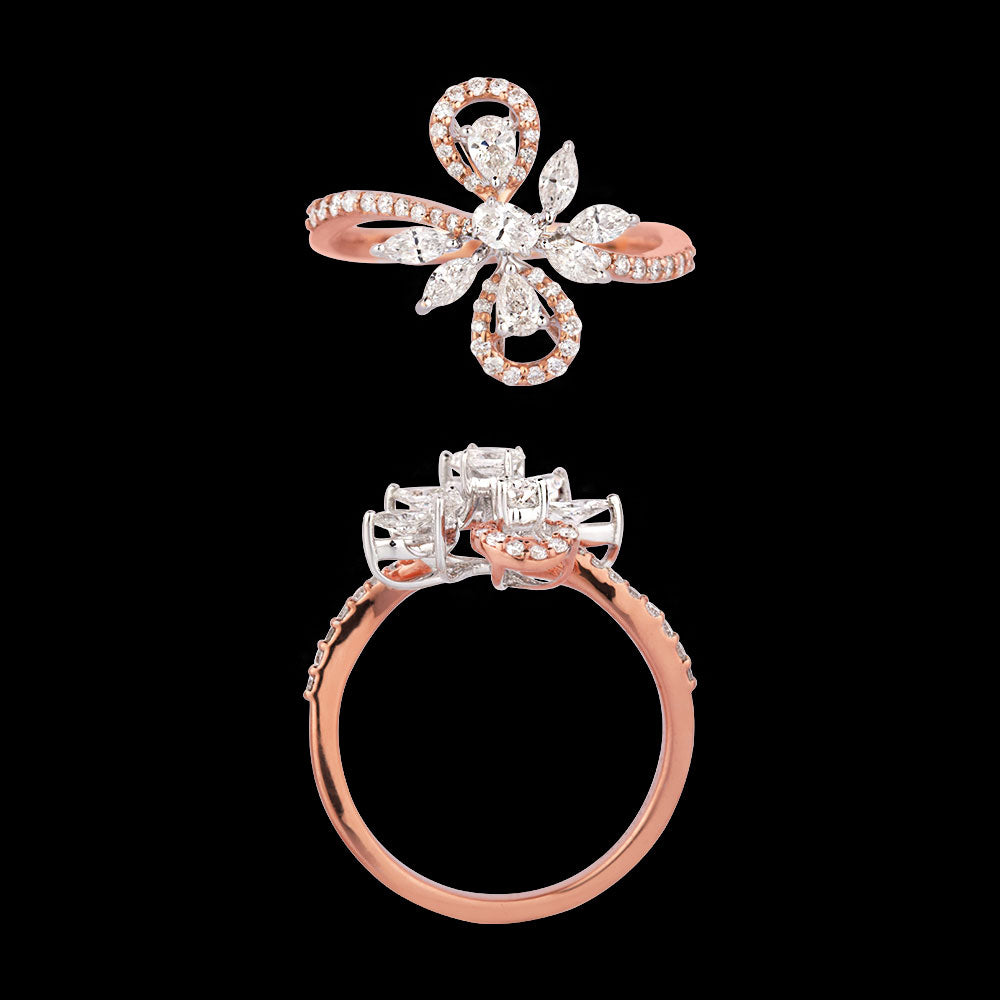 18K Two Tone Gold Diamond Ring - 0.647ct VVS-VS-GH