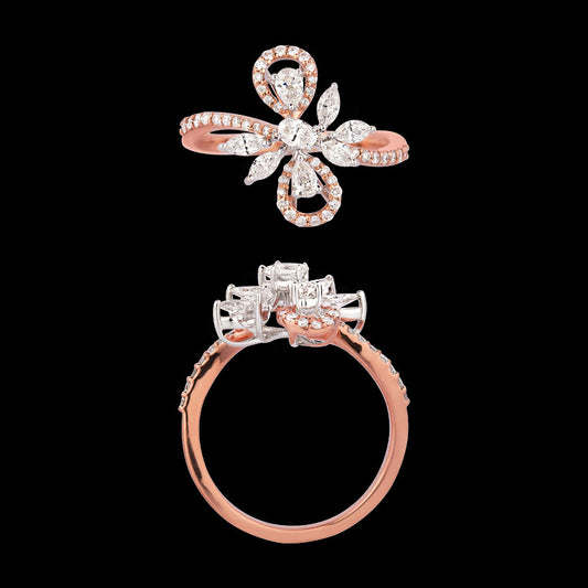 18K Two Tone Gold Diamond Ring - 0.647ct VVS-VS-GH