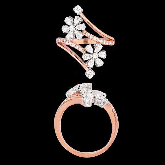 18K Two Tone Gold Diamond Ring - 0.969ct VS-SI-EF