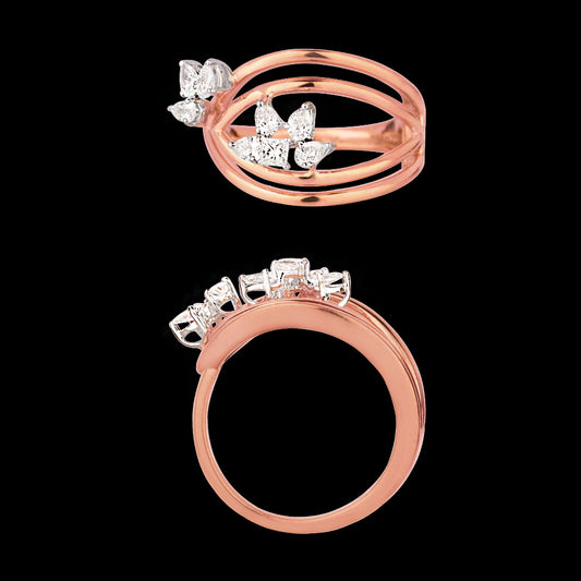 18K Two Tone Gold Diamond Ring - 0.47ct VVS-VS-EF