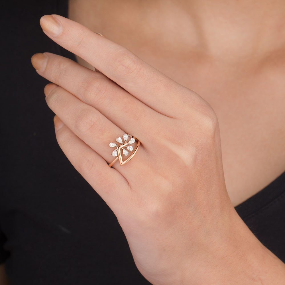 18K Two Tone Gold Diamond Ring - 0.36ct VVS-VS-EF
