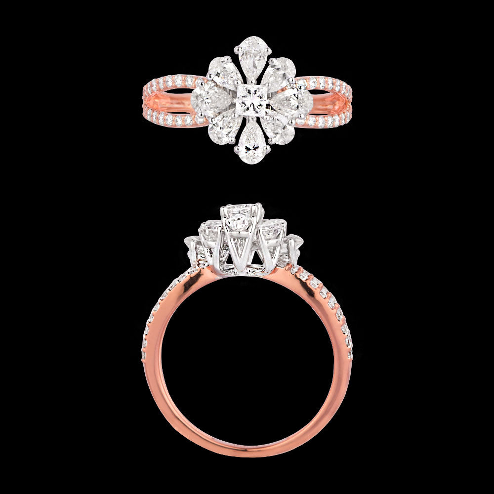 18K Two Tone Gold Diamond Ring - 1.3ct VVS-VS-EF