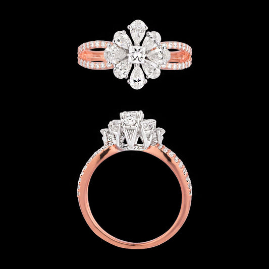 18K Two Tone Gold Diamond Ring - 1.3ct VVS-VS-EF
