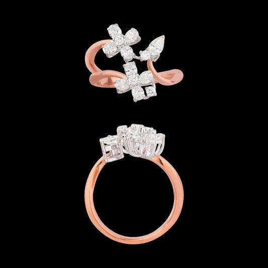 18K Two Tone Gold Diamond Ring - 0.97ct VS-SI-EF