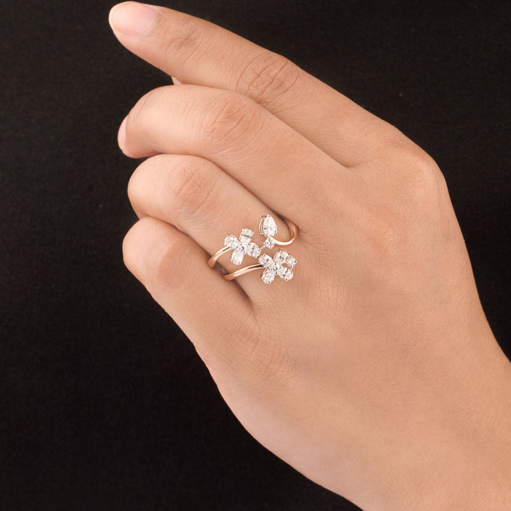 18K Two Tone Gold Diamond Ring - 0.97ct VS-SI-EF