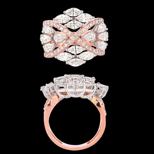 18K Two Tone Gold Diamond Ring - 2.277ct VS-SI-FG