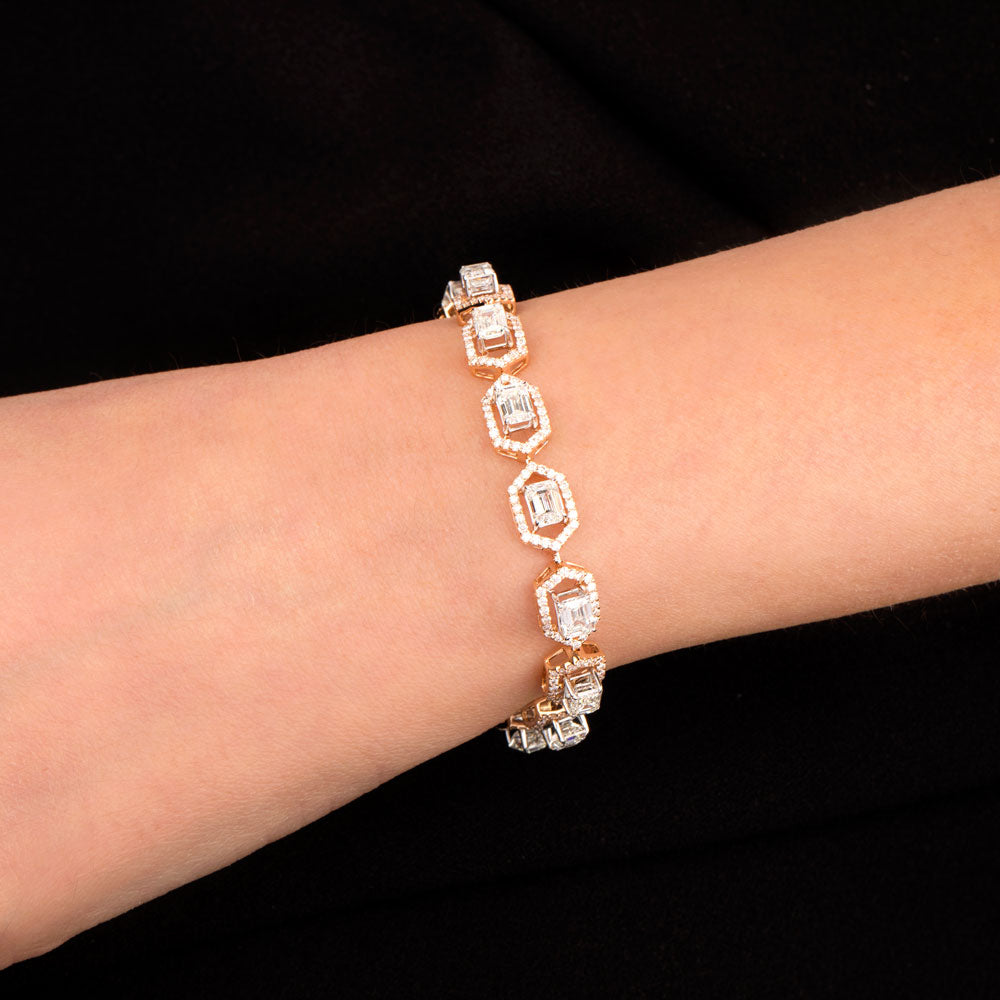 18K Two Tone Gold Diamond Bracelet - 9.528ct VVS-VS-HI