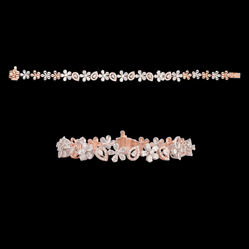 18K Two Tone Gold Diamond Bracelet - 3.507ct VVS-VS-FG