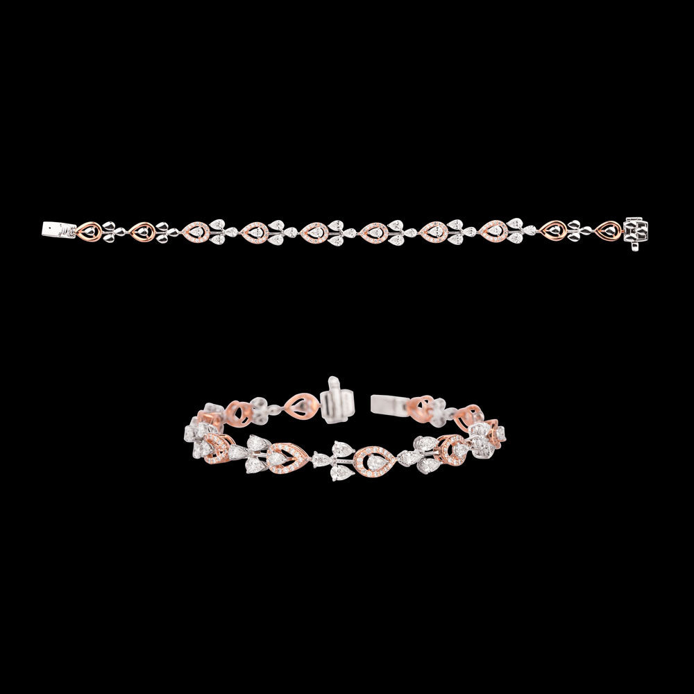 18K Two Tone Gold Diamond Bracelet - 3.266ct VS-SI-EF