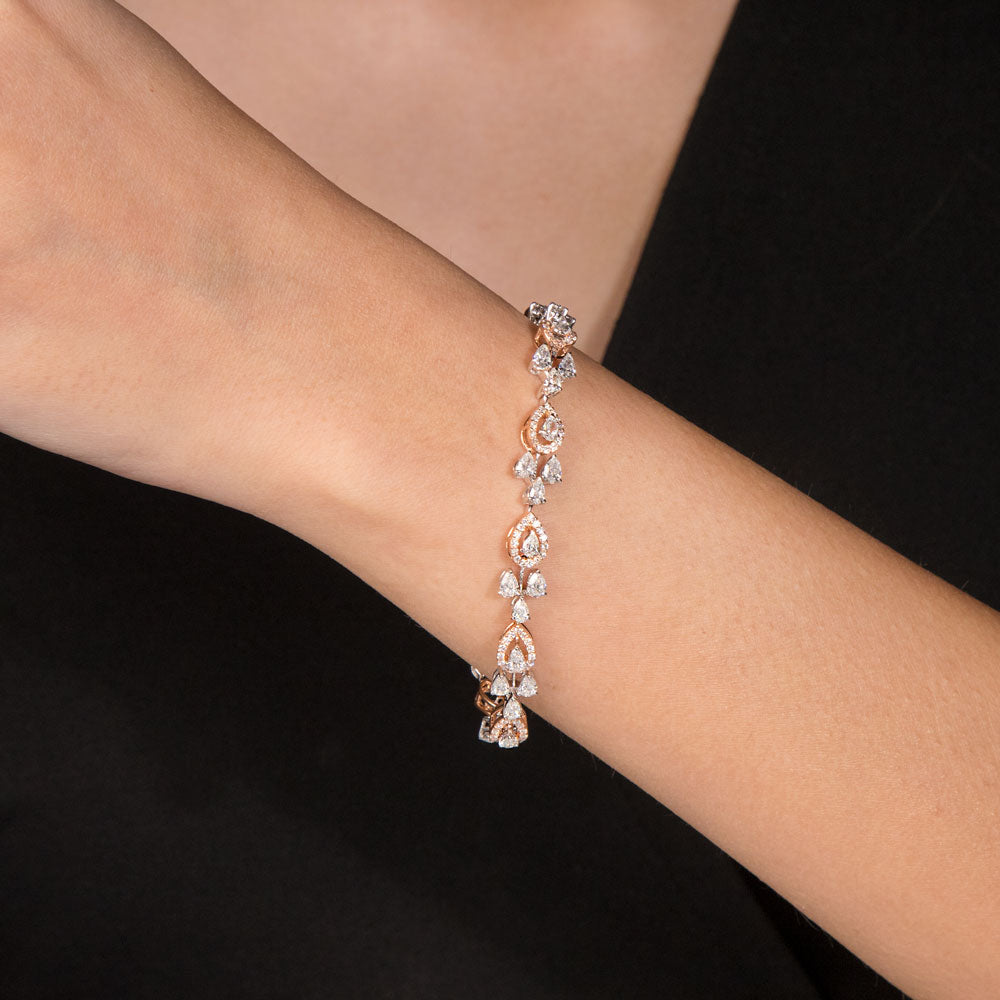 18K Two Tone Gold Diamond Bracelet - 3.266ct VS-SI-EF